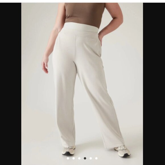 Athleta Pants Womens XS Beige Seasoft Wide Leg High Rise Pull On Yoga Lounge - Picture 1 of 16